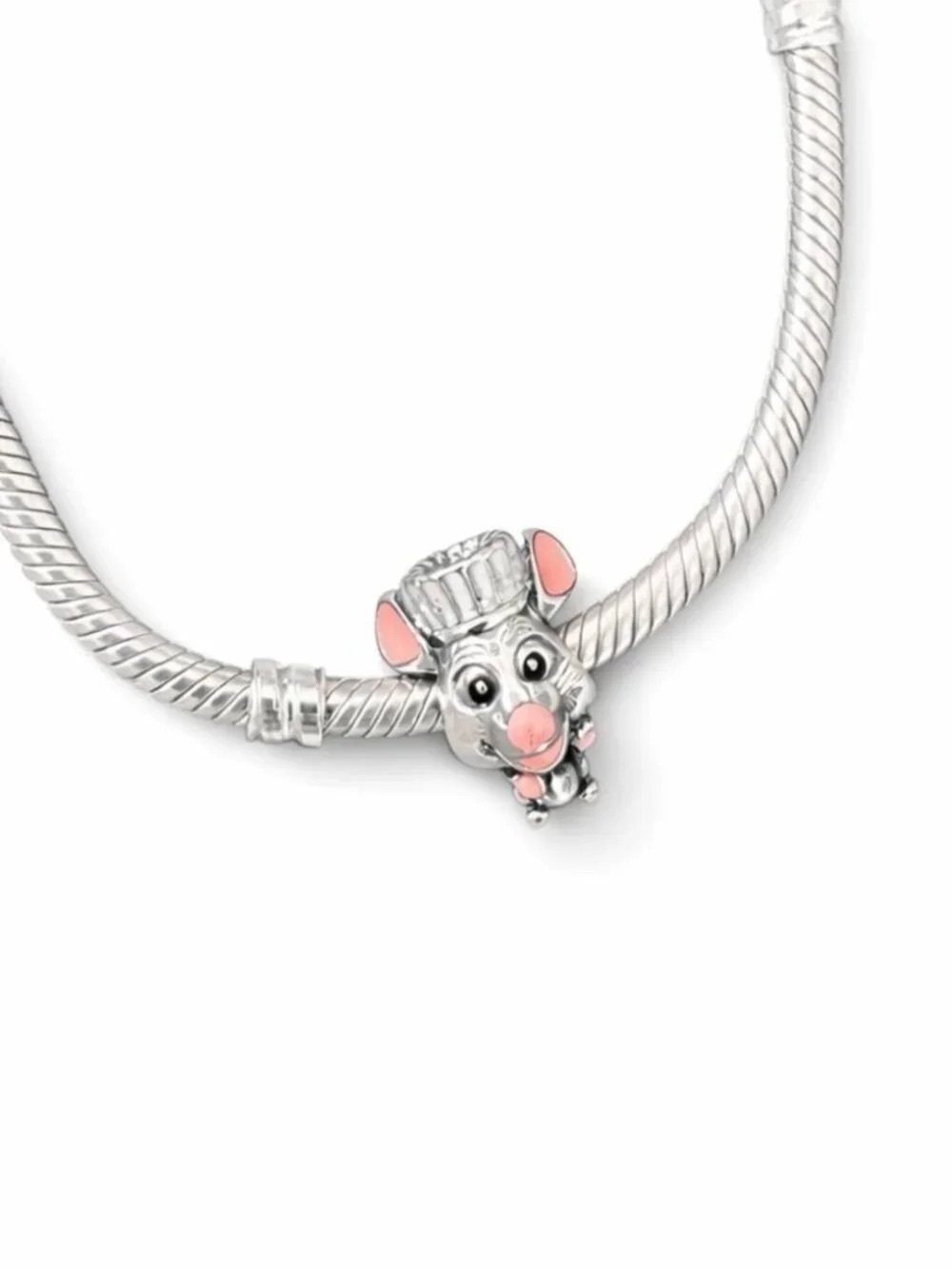Pandora Silver Mouse Chef Charm with Pink Accents